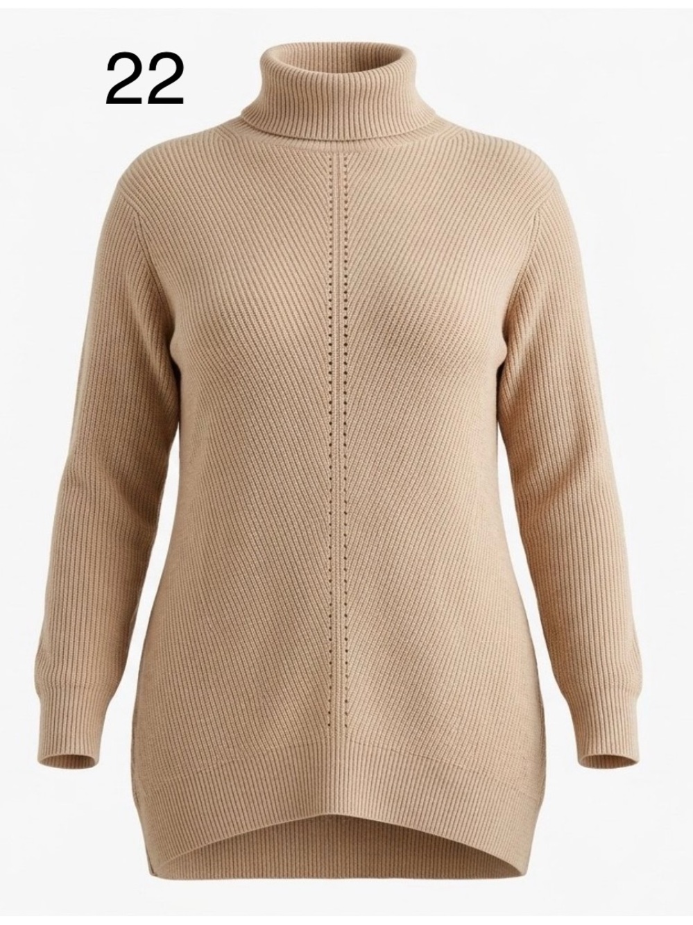 Mazik Ribbed Turtleneck Sweater in Beige
